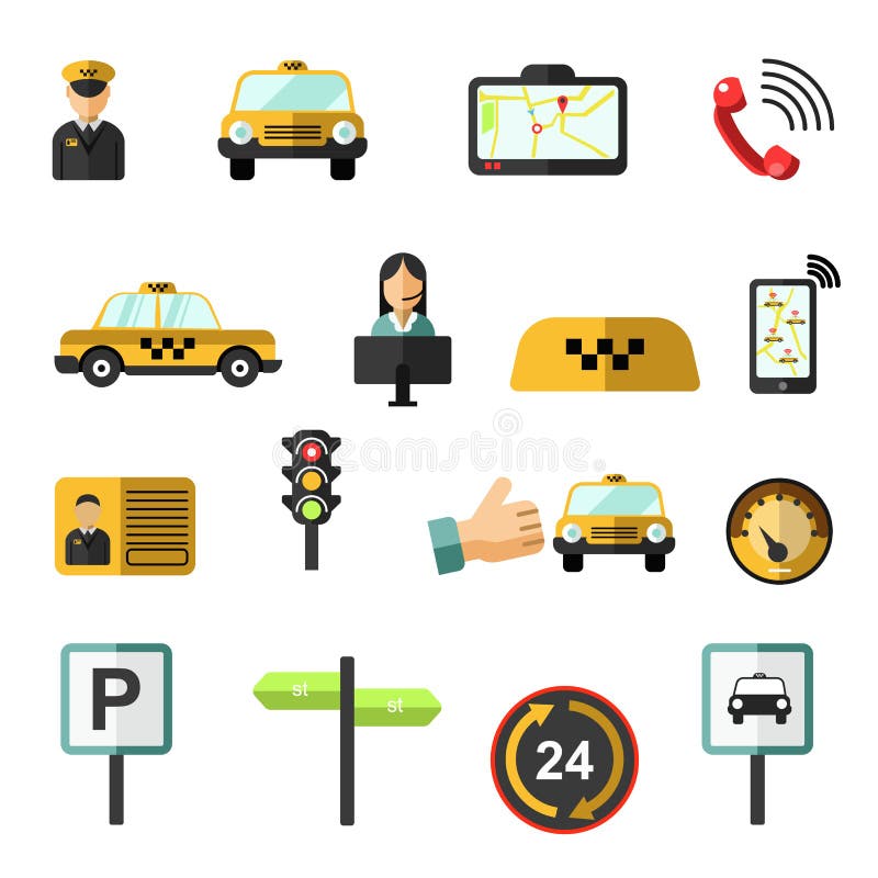 Taxi usługowe wektorowe ikony ustawiać ilustracji Taxi usługowe wektorowe ikony ustawiać ilustracji