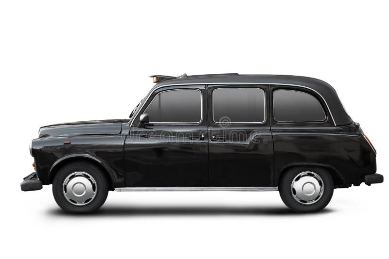 Taxi viejo inglés, taxi negro en blanco foto de archivo libre de regalías Taxi viejo inglés, taxi negro en blanco foto de archivo libre de regalías