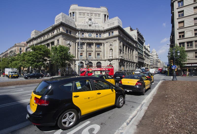 Taxi W Barcelona, Hiszpania Obraz Stock Editorial Obraz złożonej z
