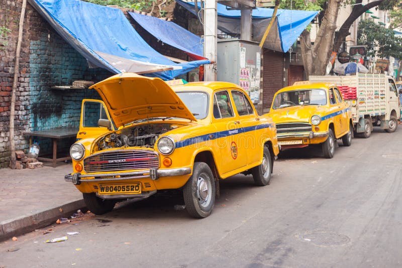 Taxis, Sudder Street, Kolkata (Calcutta) royalty free stock image Taxis, Sudder Street, Kolkata (Calcutta) royalty free stock image