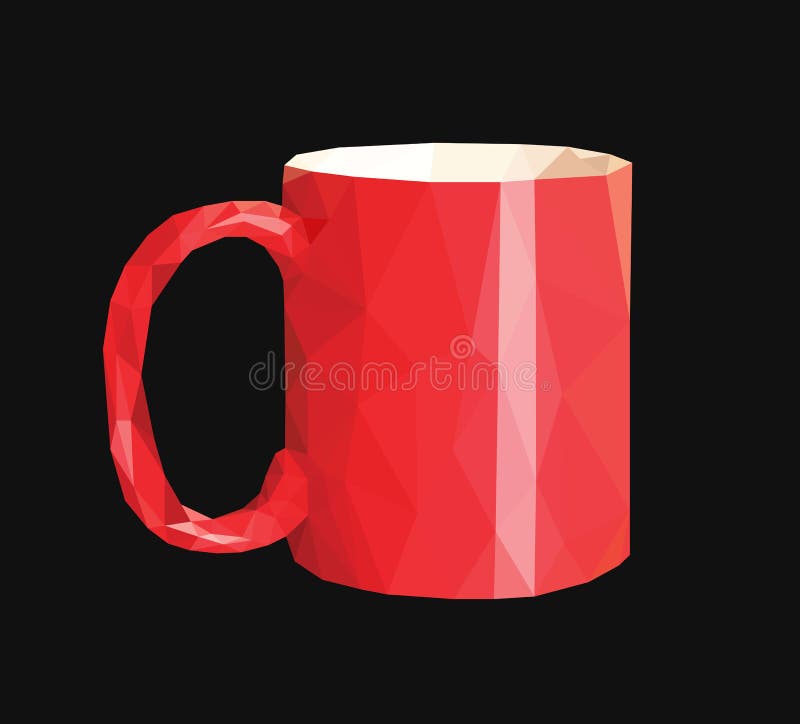 Taza caliente de la bebida de la taza roja polivinílica baja del polígono ilustración del vector Taza caliente de la bebida de la taza roja polivinílica baja del polígono ilustración del vector