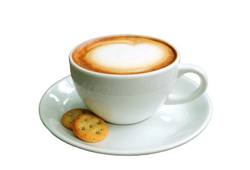 Capuccino con granos de café alrededor en taza transparente Stock Photo