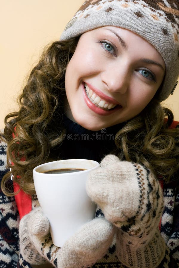 Portrait of beautiful girl with cup of coffee. Portrait of beautiful girl with cup of coffee