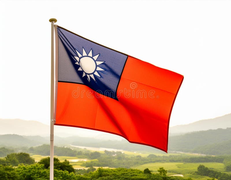 Taiwan Flag. The national flag of Taiwan. Ai generated image. Taiwan Flag. The national flag of Taiwan. Ai generated image