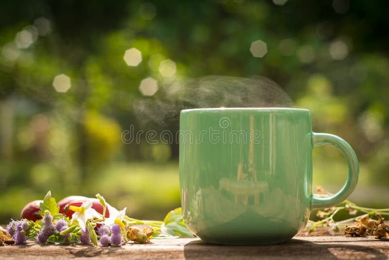 Morning coffee cup with nature background. Morning coffee cup with nature background