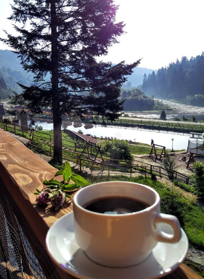 Taza De Café, Paisaje Hermoso Imagen de archivo Imagen de taza, relaje 99037869