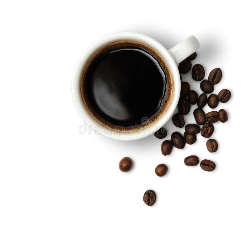 Taza de café y de café-habas imágenes de archivo libres de regalías Taza de café y de café-habas imágenes de archivo libres de regalías