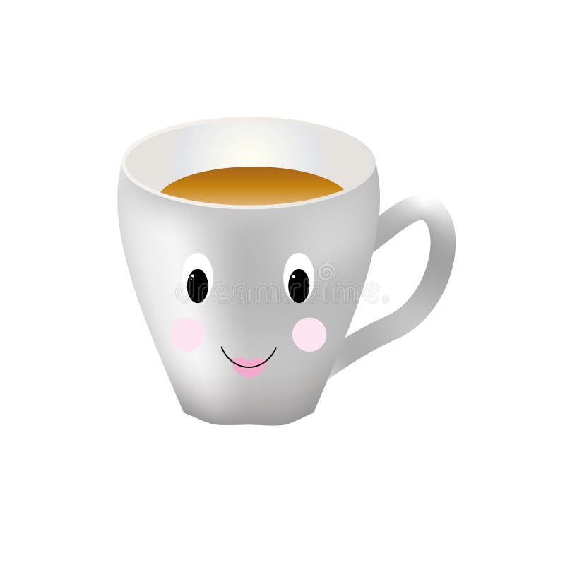 Café Para Llevar En Papel Termo Taza De Café Con Tapa De Color Marrón Y  Portavasos. Cara Linda Del Kawaii Con Los Ojos Y La Sonrisa Aisladas Sobre  Fondo Blanco. Ilustración Vectorial