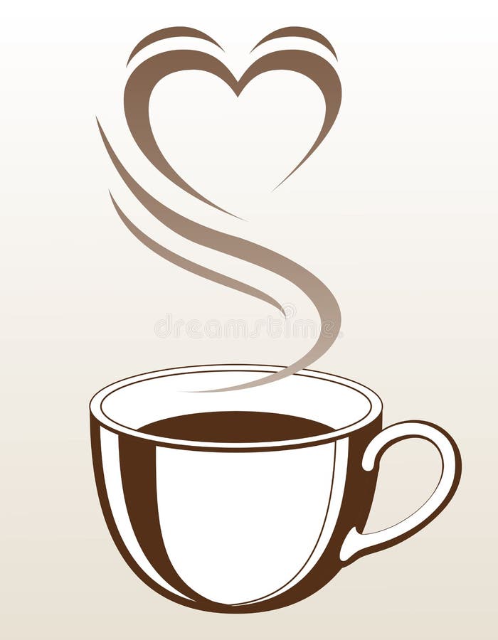 Taza del café o de té con el cocido al vapor de forma del corazón al vapor