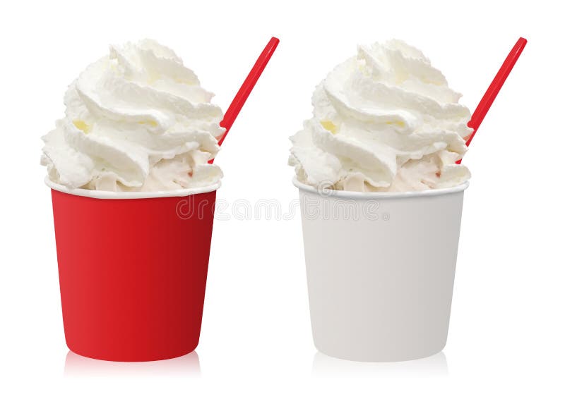 Taza del helado con la crema azotada aislada en el fondo blanco Helado de la vainilla en cubo en blanco fotografía de archivo libre de regalías Taza del helado con la crema azotada aislada en el fondo blanco Helado de la vainilla en cubo en blanco fotografía de archivo libre de regalías