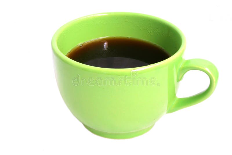 Green cup of coffee on white background. Green cup of coffee on white background