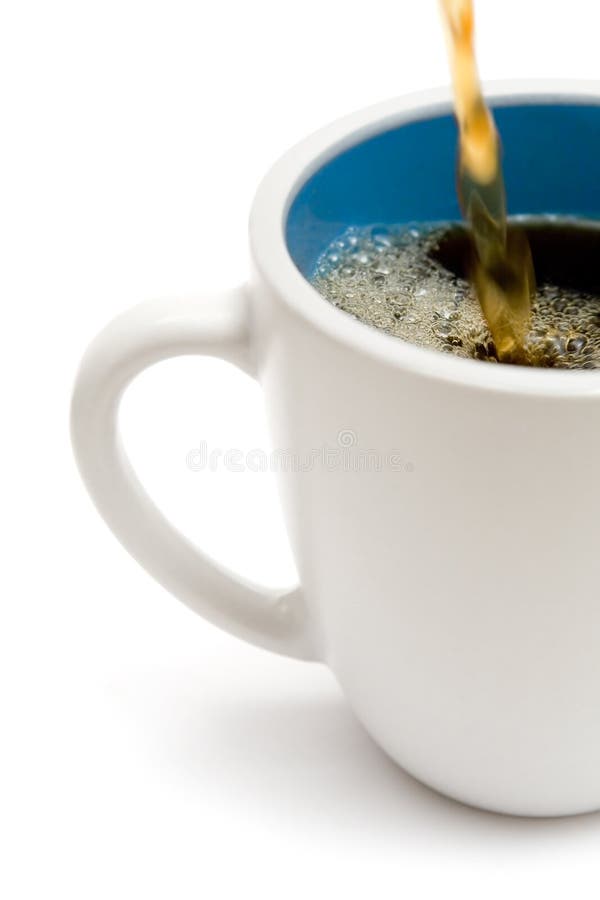 Serving fresh hot coffee. White background. Serving fresh hot coffee. White background.