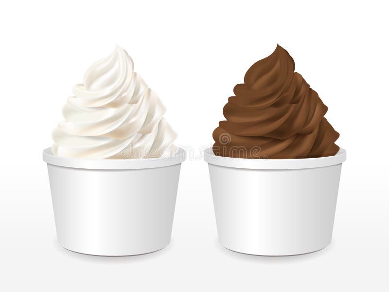 Tazza di carta in bianco con l'insieme del gelato illustrazione di stock