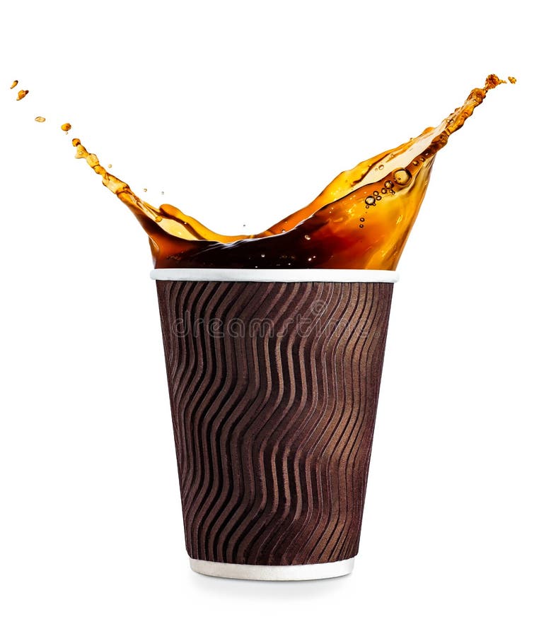 Tazza eliminabile con la spruzzata del caffè fotografia stock Tazza eliminabile con la spruzzata del caffè fotografia stock