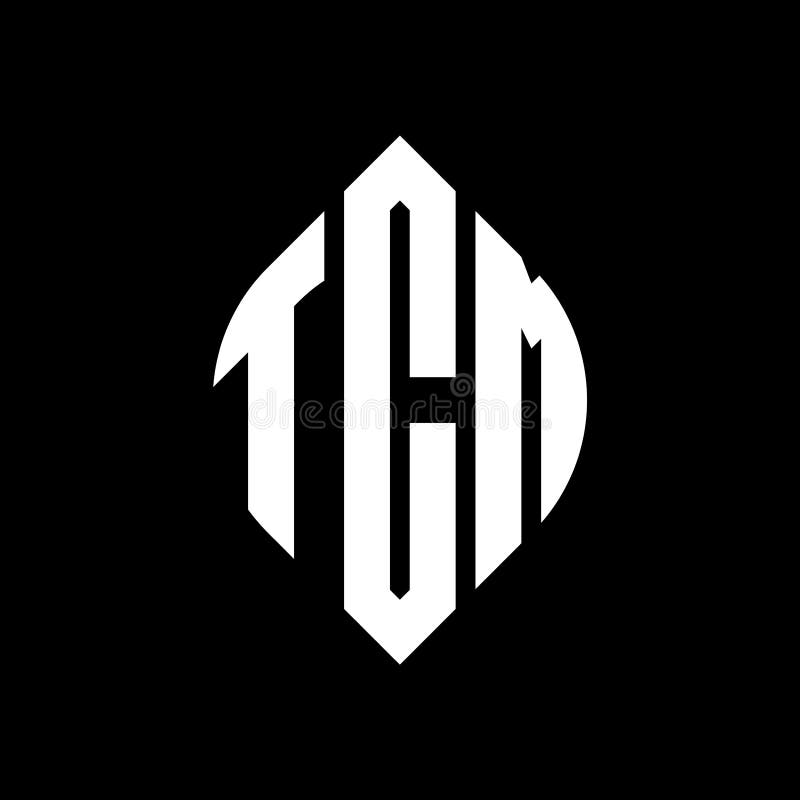 TCM circle letter logo design with circle and ellipse shape. TCM ellipse letters with typographic style. The three initials form a vector illustration
