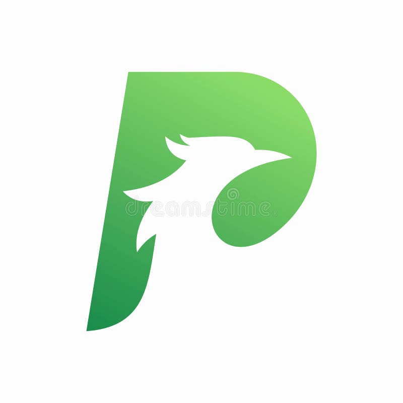 Phoenix bird in letter P icon vector illustration