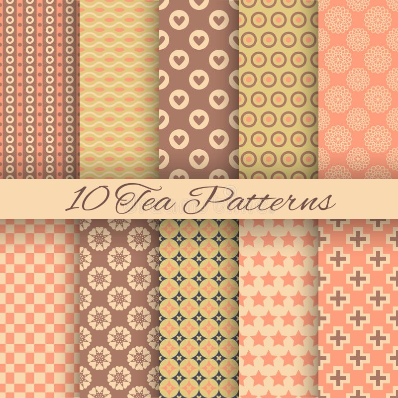 Tea abstract vector seamless patterns (tiling