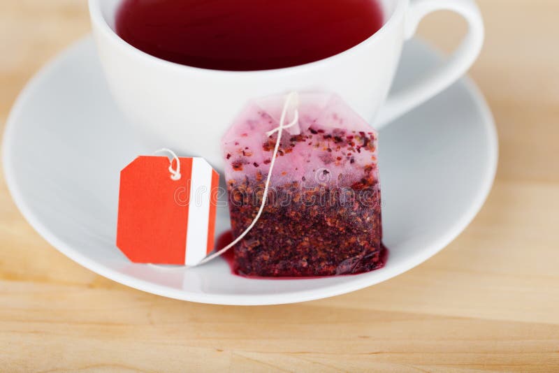 Tea Bag and Cup on Wooden Table Stock Image Image of nourishing