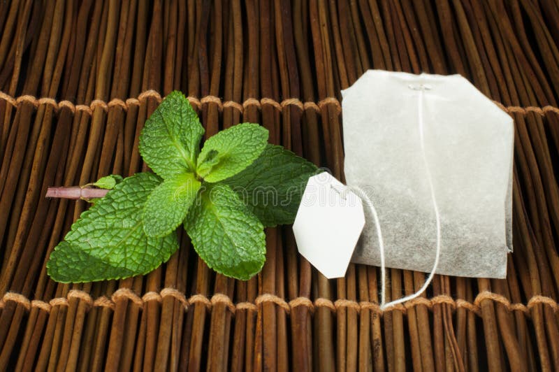 Tea bag and fresh mint stock image. Image of natural 28868743