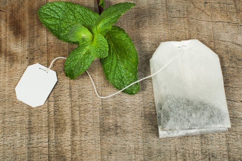 Tea bag and fresh mint stock photo. Image of culture 28868752