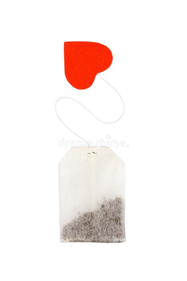 Tea Bag with Heartshaped Red Label Stock Image Image of refreshment, organic 12959273