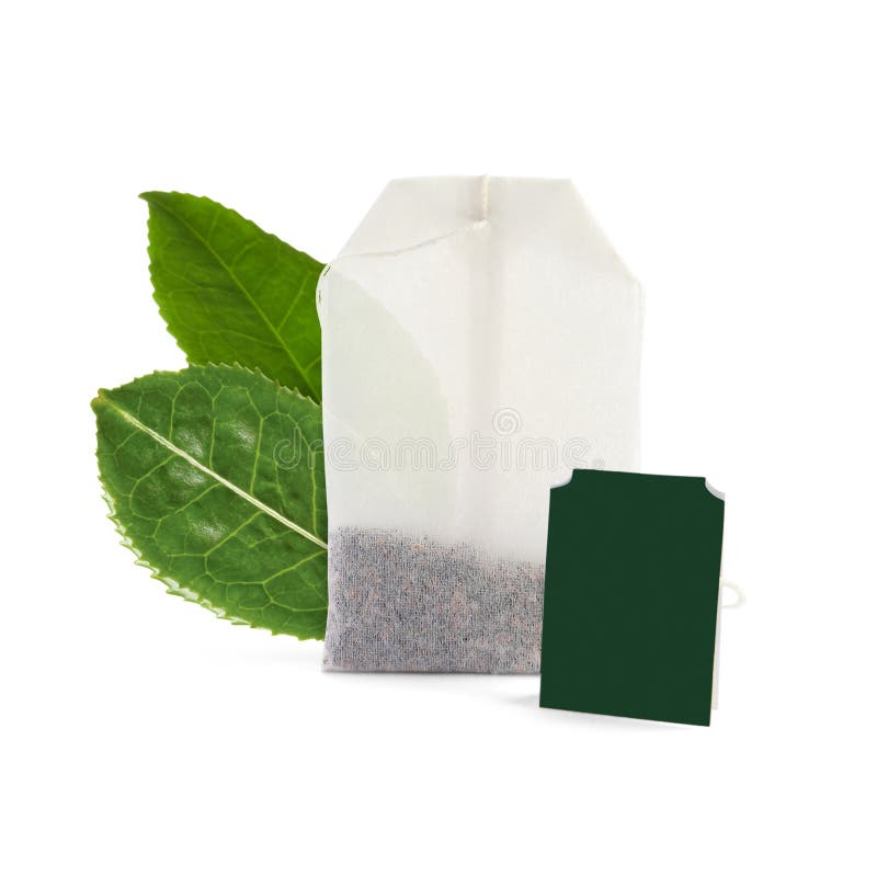 Tea Bag with Leaves on White Background Stock Photo Image of nature