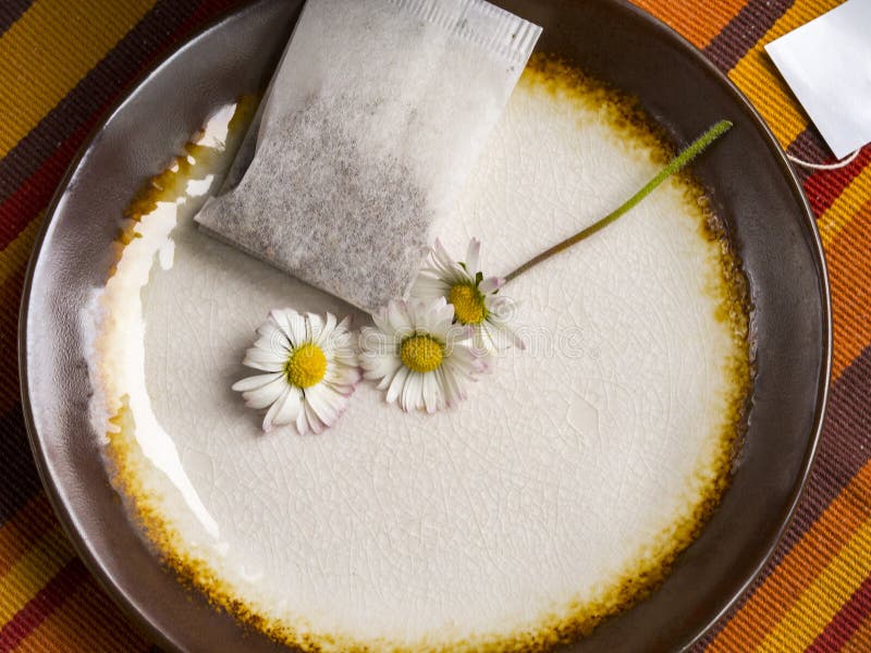 Tea bag in a plate stock image. Image of flavor, label 114052041