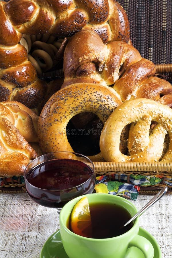Tea and bagels stock image. Image of lemon, glass, napkin 20158047