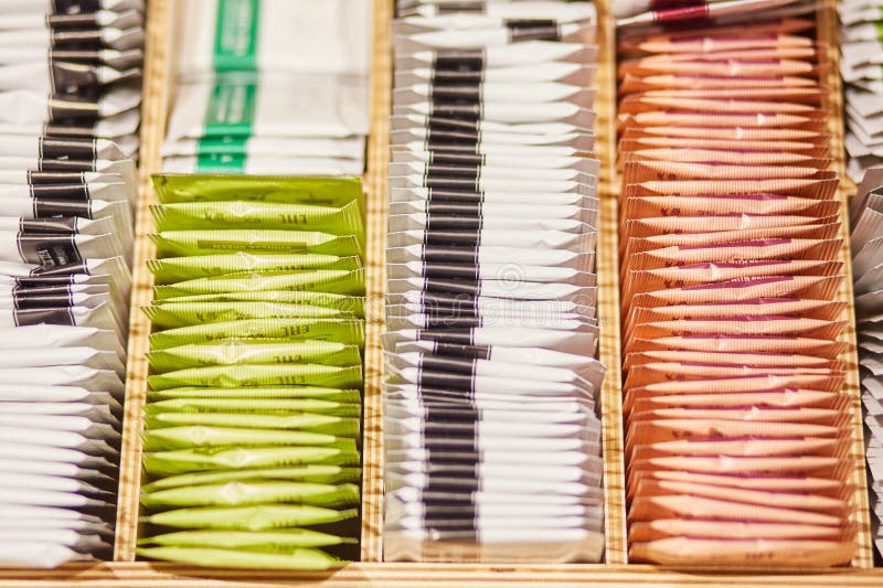 Tea Bags of Different Varieties in the Box Stock Image Image of
