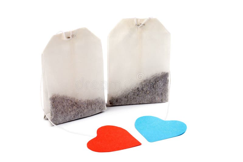 Tea bags with heart-shaped labels