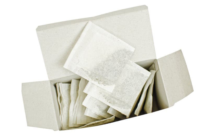 Tea bags on a opened package royalty free stock photo Tea bags on a opened package royalty free stock photo
