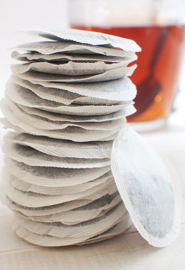 Tea Bags Sachets and a Cup of Tea Stock Image Image of breakfast
