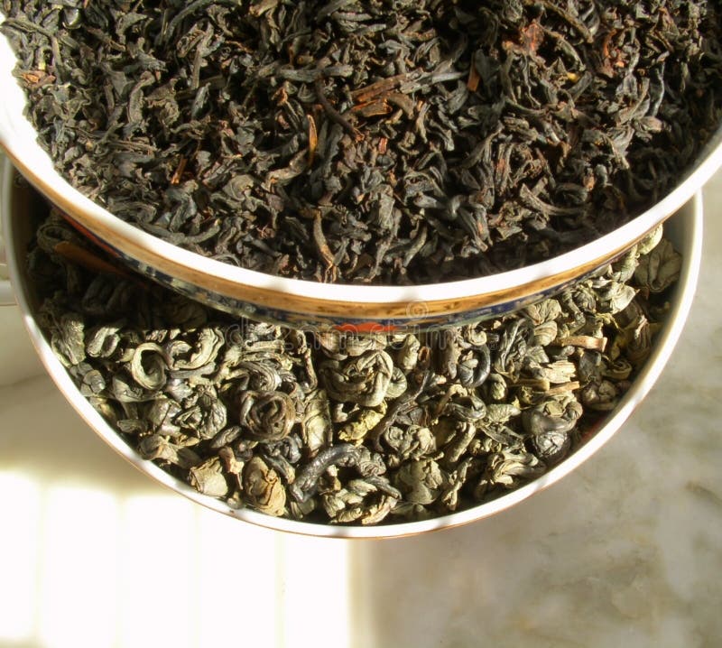 Tea _ black & green royalty free stock photo