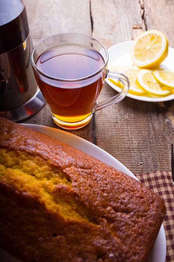 Tea, cake and lemons