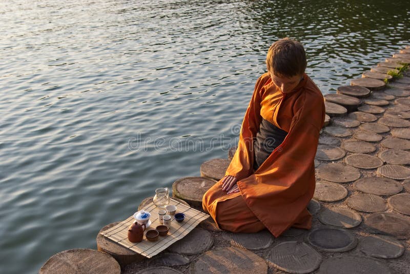 Tea Ceremony Near the Water Stock Image Image of bank, pottery 13046287