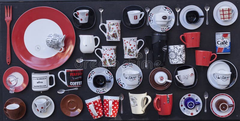 Tea and coffe cups as a wall decoration.