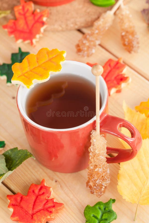 Tea and colorful cookies