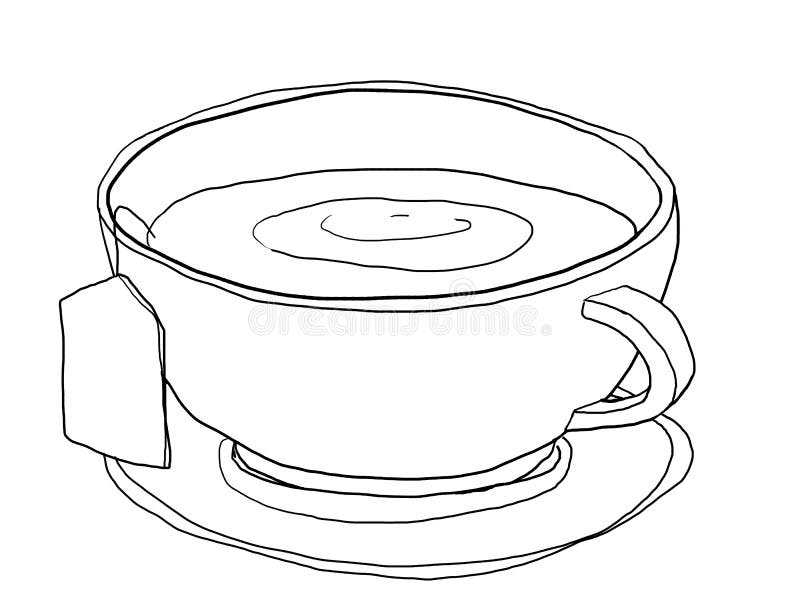 Tea Cup Cute Art Line Illustation Stock Illustration Illustration of