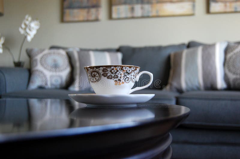 Tea Cup in a Living Room on a Table