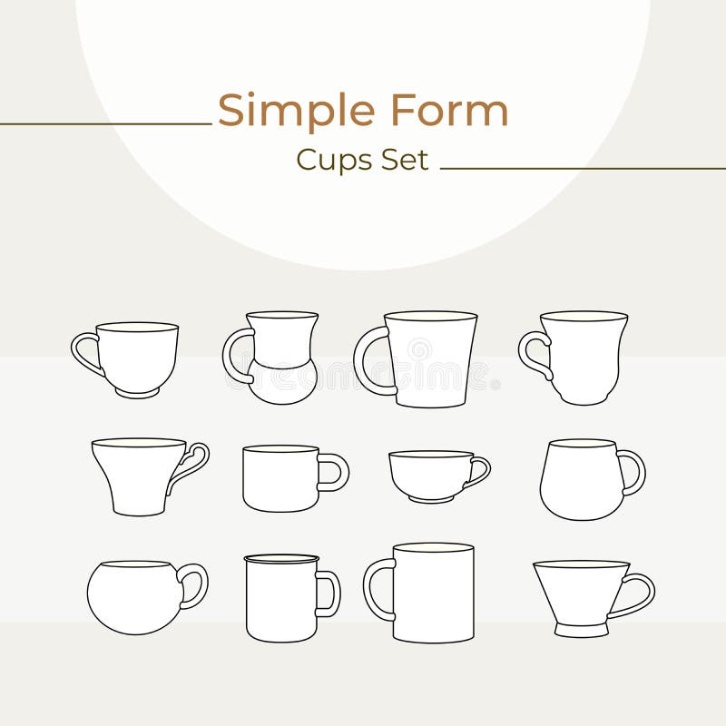 Coffee cup icon set. Vector set of line and colorful flat coffee