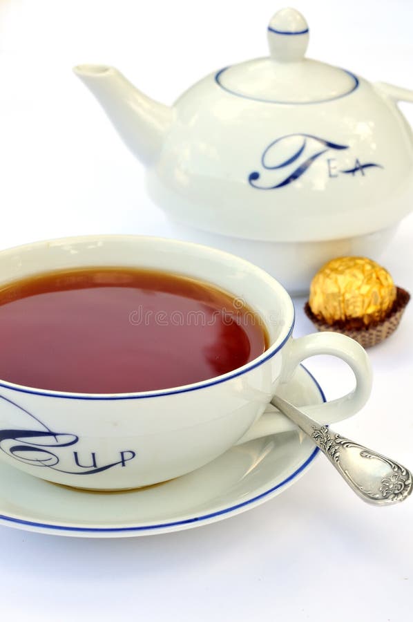 Tea cup, spoon, teapot stock photo. Image of food, spoon 17290978
