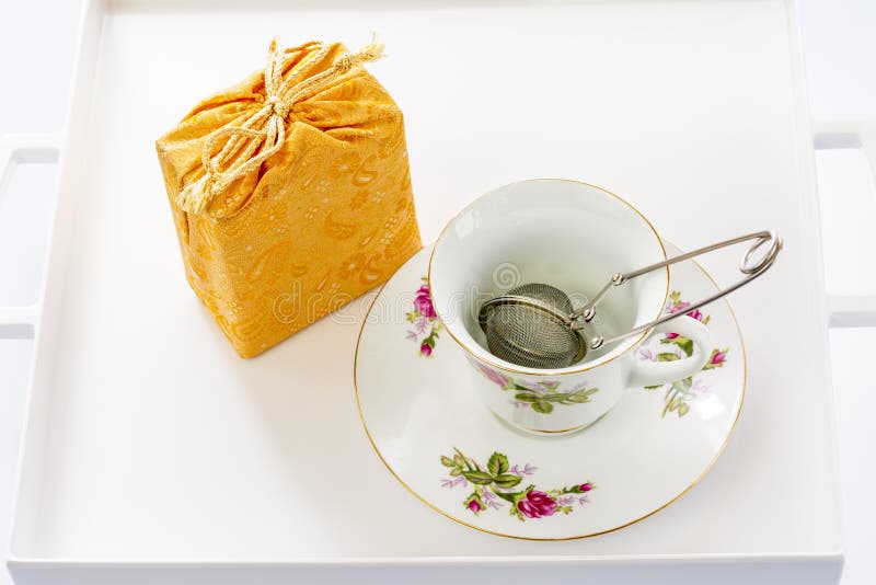 Tea Cup and Strainer Ready for a Drink Stock Photo Image of beverage