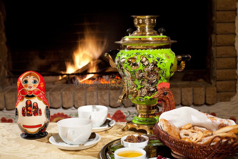 Tea Drinking at a Fireplace Stock Image Image of souvenir, kettle