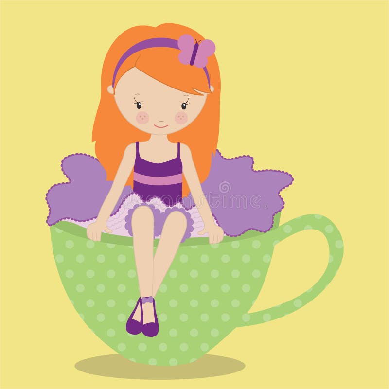 Tea girls purple orange 06 stock vector. Illustration of cartoon ...