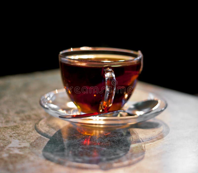 Tea in Glass Cup with Spoon Stock Photo Image of ceylon, black 8837018