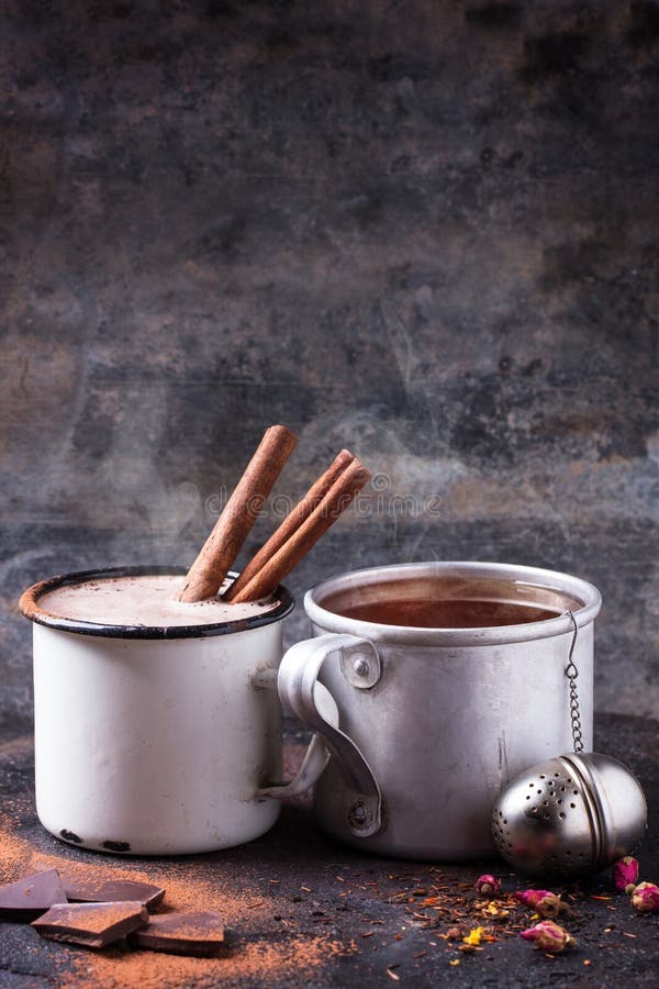 Tea and hot chocolate stock image. Image of background - 49663851