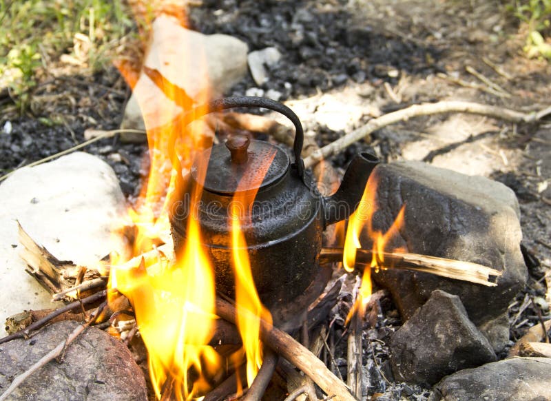 Tea kettle on fire stock photo. Image of dinner, ecology 43879692