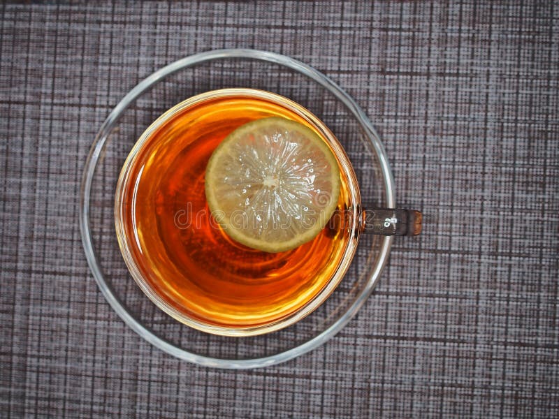 Tea with Lemon in a Clear Glass Cup. the View from the Top Stock Image Image of teacup, herbal