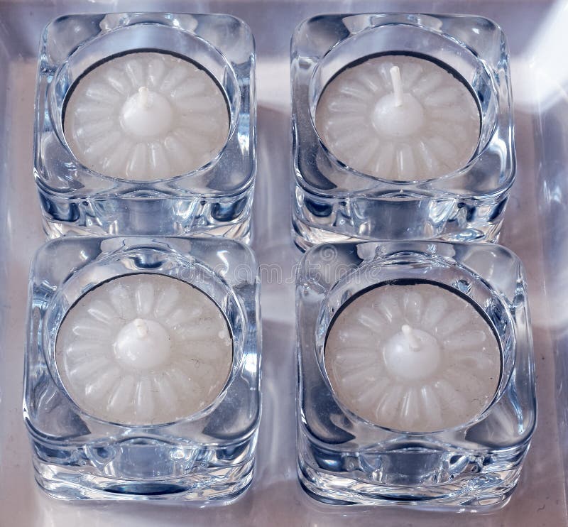 Tea Light Candles in Glass Holders Stock Photo Image of wick, four