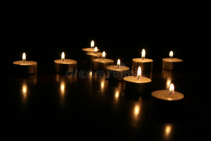Tea Lights on Black Background Stock Photo Image of shape, cross